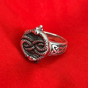 Boho Sterling Silver Celtic Snake Poison Ring